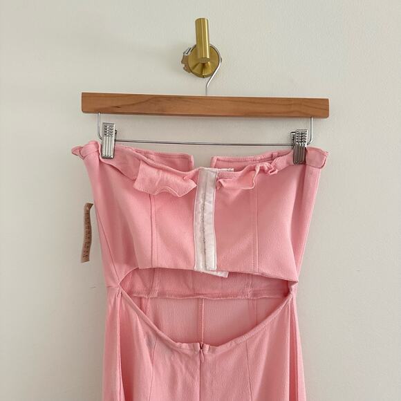 NWT Flynn Skye Parker Strapless Split Neck Straight Leg Jumpsuit Pink XS - Picture 8 of 10